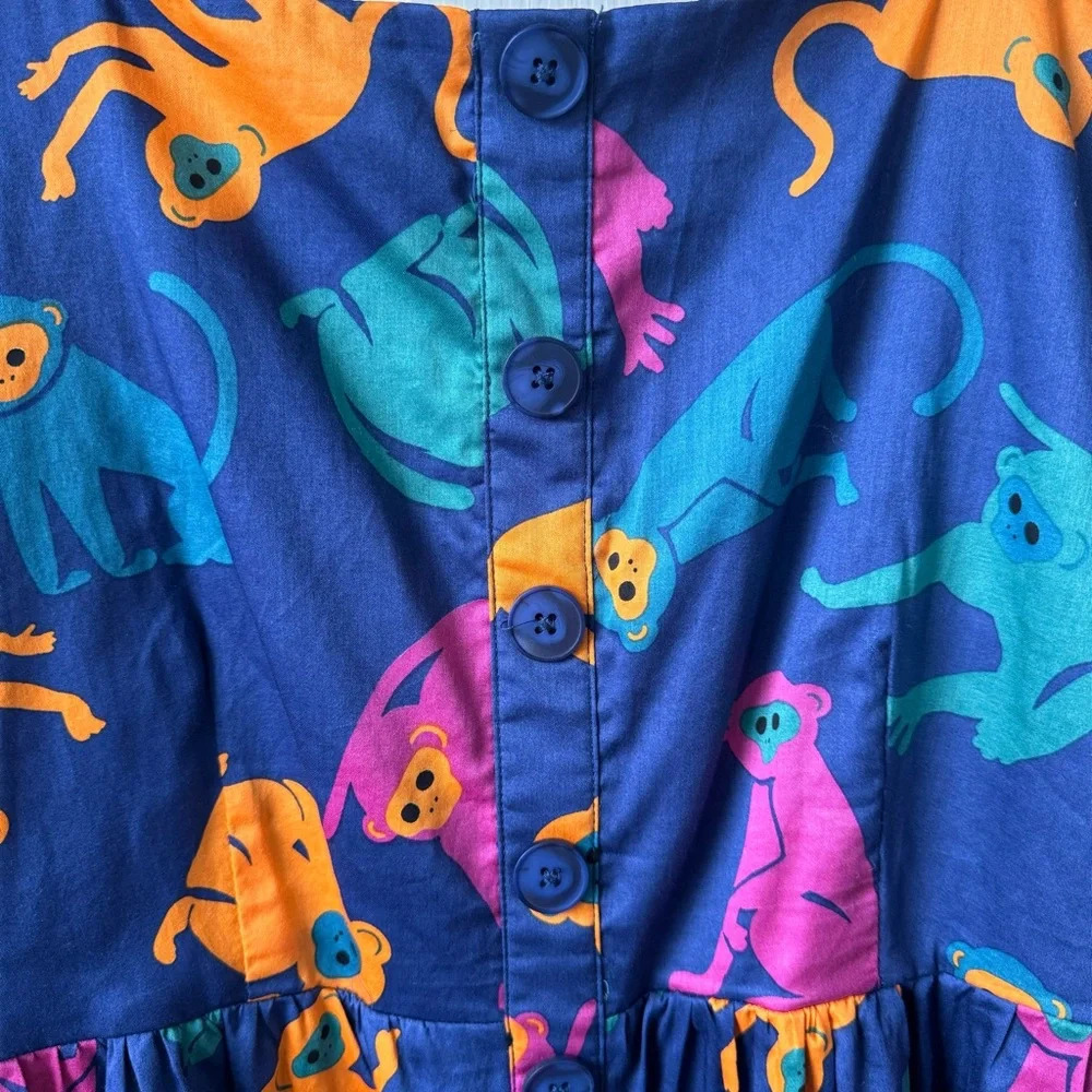 Modcloth Monkey Print Multi Color Retro Dress Cas… - image 3